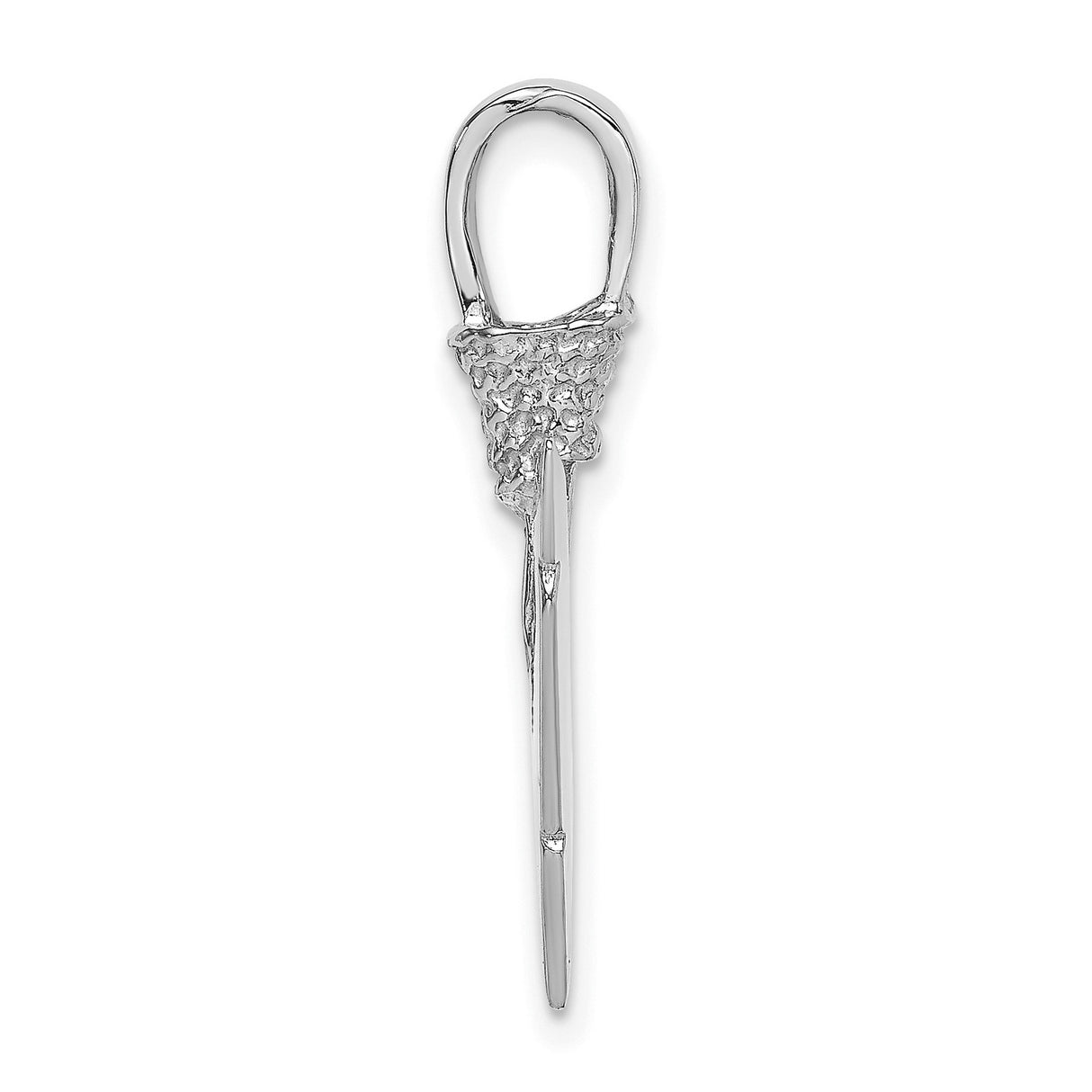 14k White Gold Arrowhead Pendant, Textured Tribal Design, Symbol of Strength and Direction