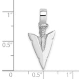14k White Gold Arrowhead Pendant, Textured Tribal Design, Symbol of Strength and Direction