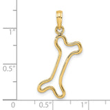 14k Yellow Gold Dog Bone Pendant, Minimalist Outline Charm for Women or Unisex Wear