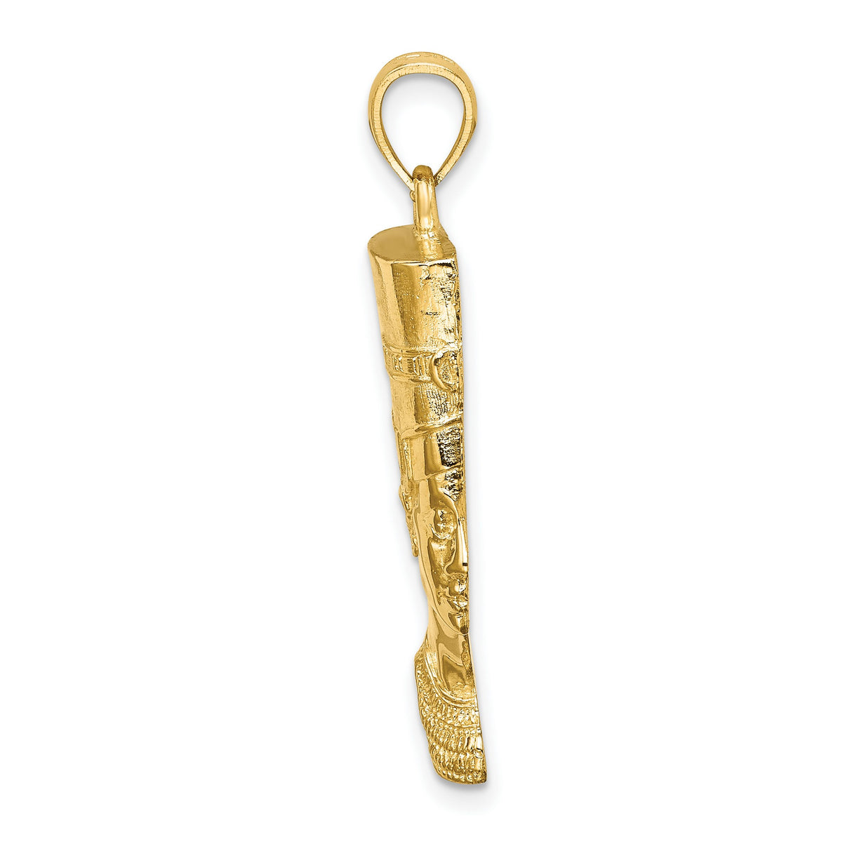 Polished Textured Nefertiti Profile Charm Pendant in Real 14k Yellow Gold