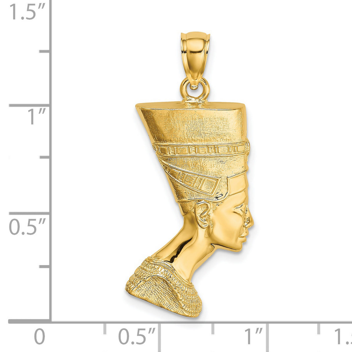 Polished Textured Nefertiti Profile Charm Pendant in Real 14k Yellow Gold