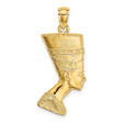 Polished Textured Nefertiti Profile Charm Pendant in Real 14k Yellow Gold