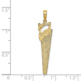 14k Yellow Gold Saw Pendant with Scrollwork Handle, Artisan Tool Design for Men or Unisex