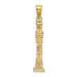 14k Yellow Gold Obelisk Pendant with Egyptian Column Design and Hieroglyph Details
