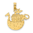 14k Yellow Gold Noahs Ark Pendant with Animals and Figures, Christian Religious Charm