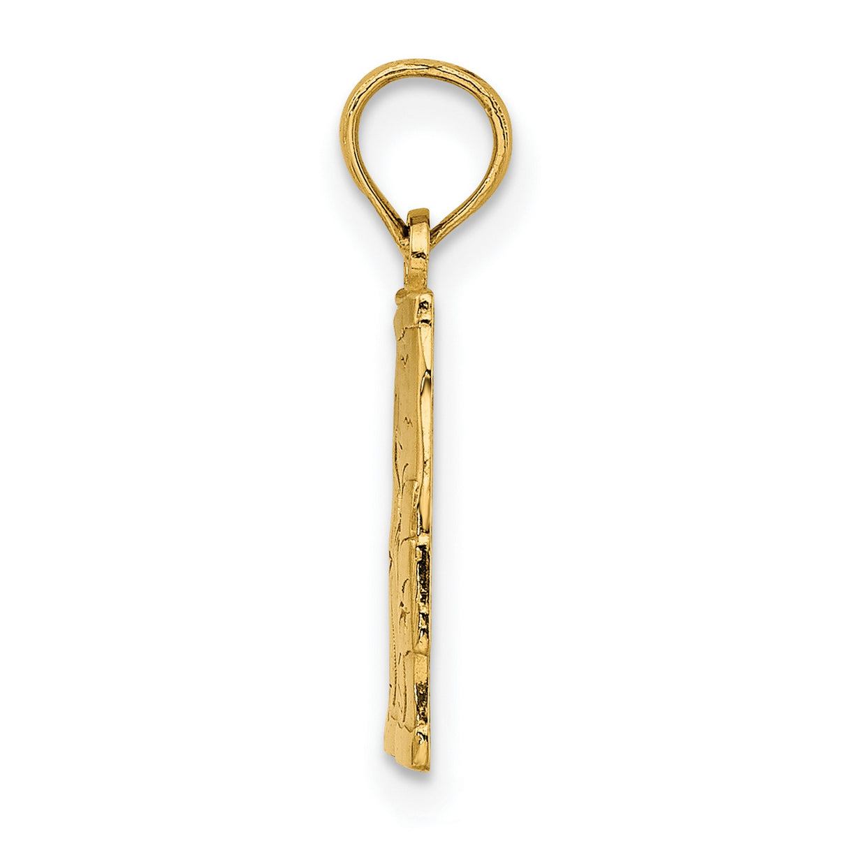 14k Yellow Gold Beach Shorts Pendant with Palm Tree and Wave Engraving, Tropical Vacation Theme