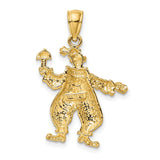 14k Yellow Gold Clown Pendant with Textured Umbrella, Whimsical Circus Charm