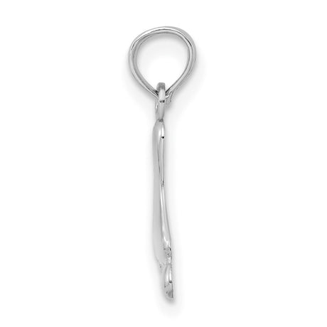 14k White Gold Baby Foot Pendant, Polished Footprint Charm, Memorial Keepsake for Mothers