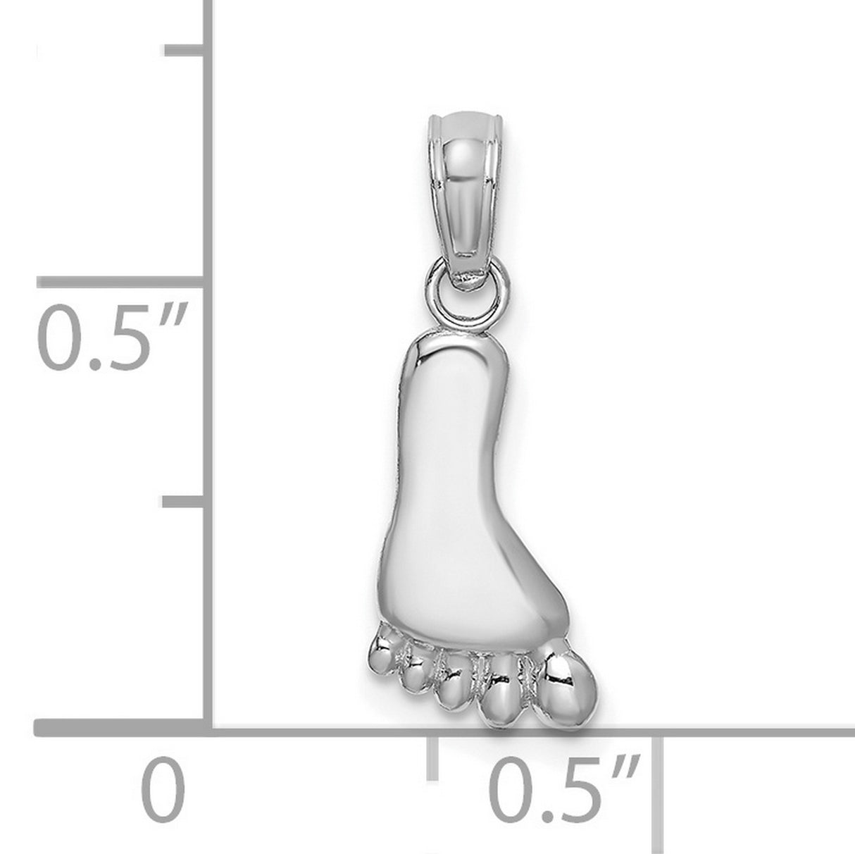 14k White Gold Baby Foot Pendant, Polished Footprint Charm, Memorial Keepsake for Mothers