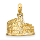 14k Yellow Gold Roman Colosseum Pendant, Italian Architecture Charm, Unisex Jewelry