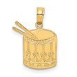 14k Yellow Gold Drum Pendant with Drumsticks and Rope Accents, Unisex Music Jewelry
