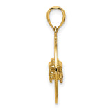 14k Yellow Gold San Francisco Cable Car Pendant, Trolley in Circular Frame, Travel Charm