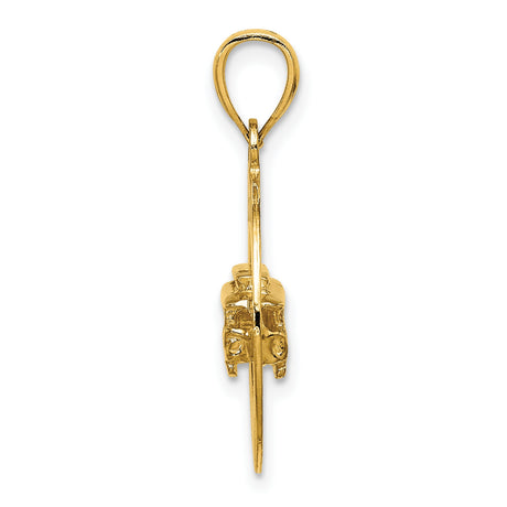 14k Yellow Gold San Francisco Cable Car Pendant, Trolley in Circular Frame, Travel Charm