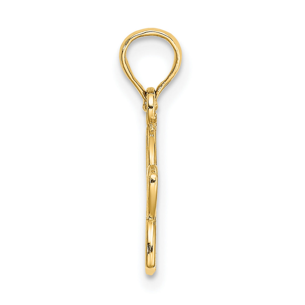 14k Yellow Gold Flower Pendant with Openwork Five Petal Design, Lightweight Charm for Women
