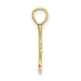 14k Yellow Gold Flower Pendant with Openwork Five Petal Design, Lightweight Charm for Women