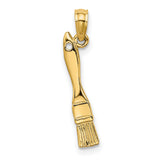 14k Yellow Gold Paintbrush Pendant, Artistic Charm Symbolizing Creativity and Inspiration