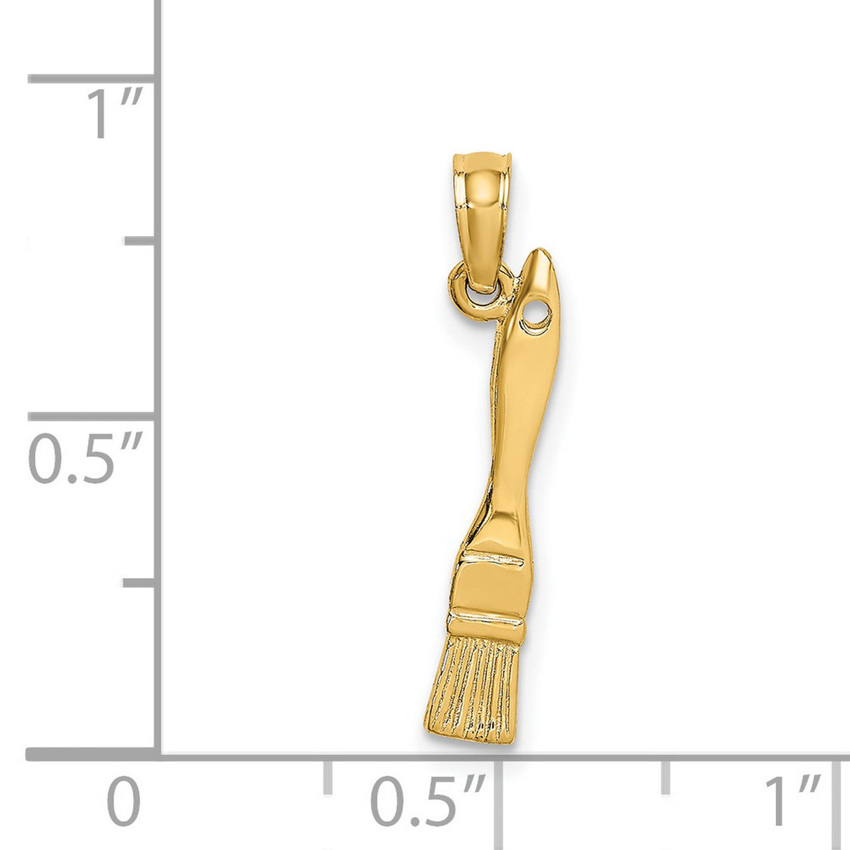14k Yellow Gold Paintbrush Pendant, Artistic Charm Symbolizing Creativity and Inspiration