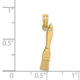 14k Yellow Gold Paintbrush Pendant, Artistic Charm Symbolizing Creativity and Inspiration
