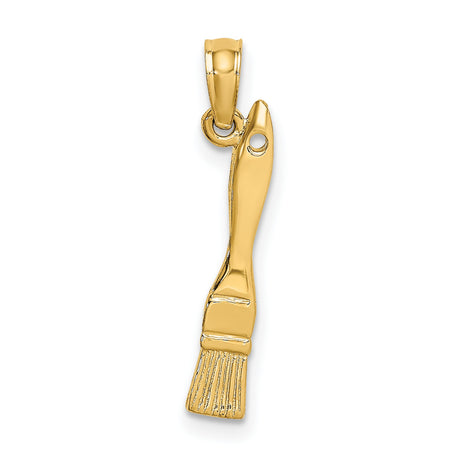 14k Yellow Gold Paintbrush Pendant, Artistic Charm Symbolizing Creativity and Inspiration