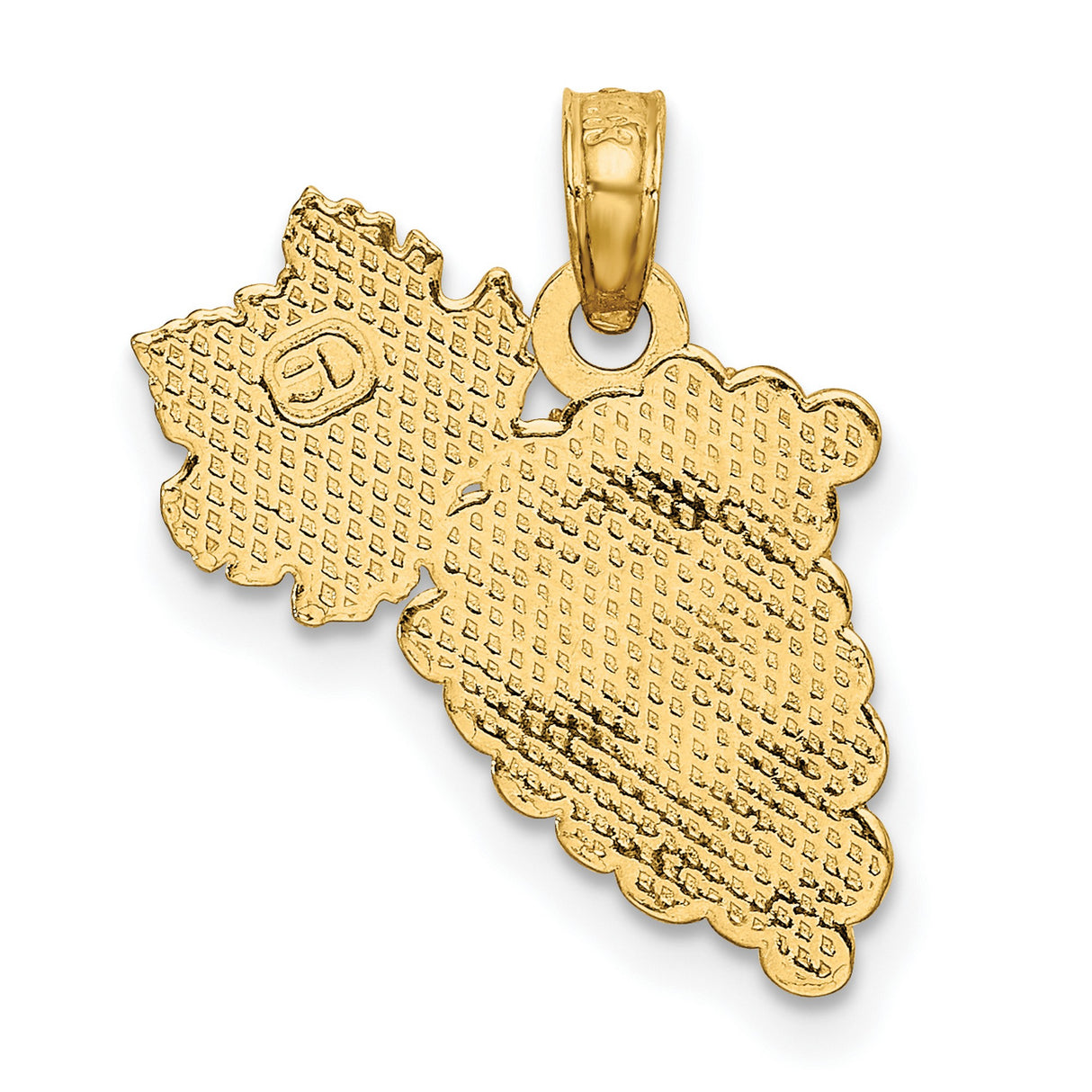 14k Yellow Gold Pendant, Grape Cluster with Leaf Detail, Nature Inspired Christian Charm