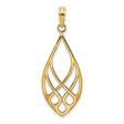 14k Yellow Gold Teardrop Pendant with Abstract Openwork Filigree Design