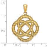 14k Yellow Gold Pendant, Celtic Knot Design with Interwoven Eternity Symbol for Women