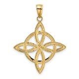 14k Yellow Gold Celtic Knot Cross Pendant with Filigree Circle Detailing for Women