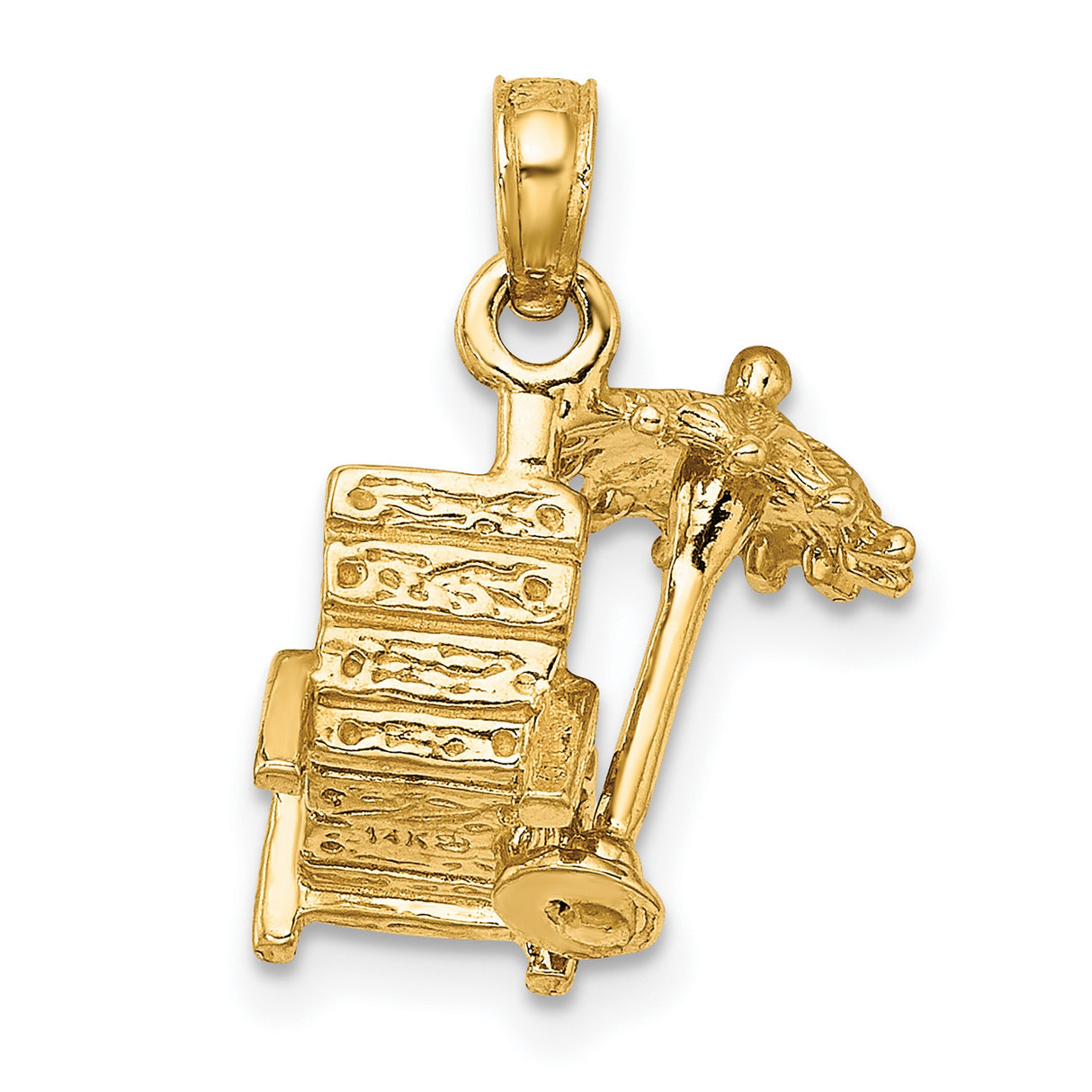 14k Yellow Gold Beach Chair and Umbrella Pendant Charm, Tropical Vacation Jewelry