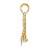 14k Yellow Gold Sandcastle Pendant with Shovel Detail, Coastal Beach Design