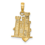 14k Yellow Gold Sandcastle Pendant with Shovel Detail, Coastal Beach Design