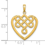 14k Yellow Gold Celtic Heart Pendant with Intricate Knot Design, Symbol of Eternal Love