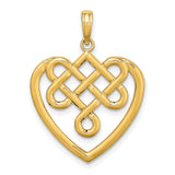 14k Yellow Gold Celtic Heart Pendant with Intricate Knot Design, Symbol of Eternal Love