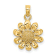 14k Yellow Gold Daisy Pendant with Detailed Petal Design and Textured Center for Women