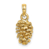 14k Yellow Gold Pinecone Pendant, Nature Inspired Botanical Charm for Women