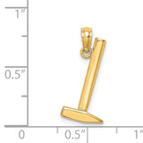 14k Yellow Gold Hammer Pendant, Realistic Claw Tool Charm for Men or Unisex Wear
