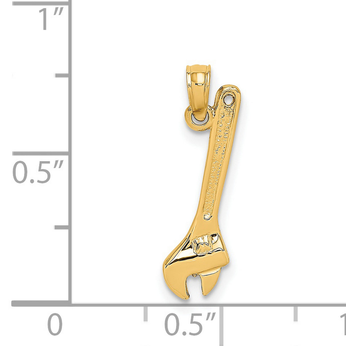 14k Yellow Gold Adjustable Wrench Pendant with Realistic Detailing, Tool Charm for Men