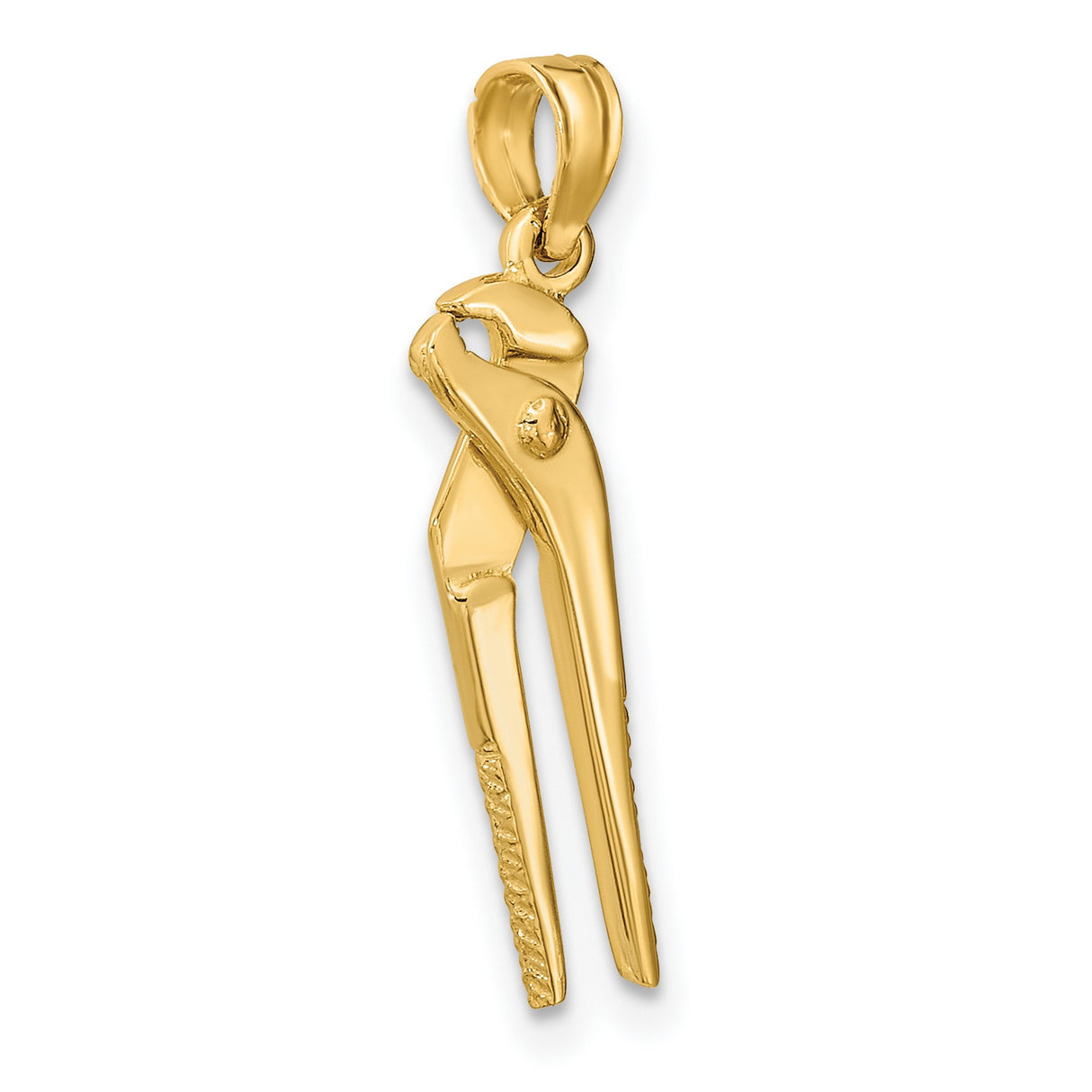 14k Yellow Gold Pliers Pendant, Detailed Tool Charm for Mechanics and DIY Enthusiasts