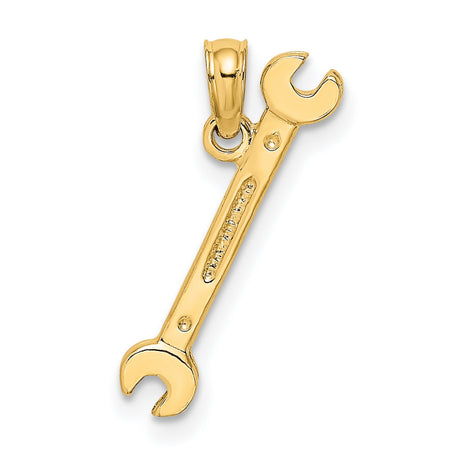 14k Yellow Gold Wrench Pendant, Open-End Tool Charm Symbolizing Craftsmanship and Labor Pride