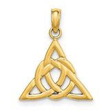 14k Yellow Gold Triquetra Pendant with Celtic Knot and Trinity Symbol Design