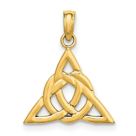 14k Yellow Gold Triquetra Pendant with Celtic Knot and Trinity Symbol Design