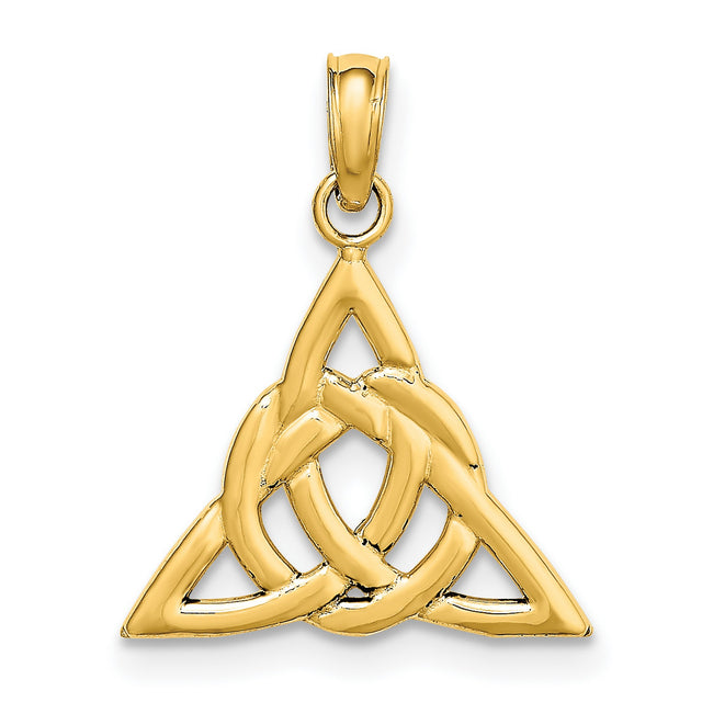 14k Yellow Gold Triquetra Pendant with Celtic Knot and Trinity Symbol Design