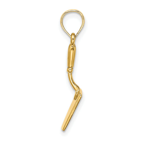 14k Yellow Gold Shovel Pendant, Realistic Miniature Spade Charm, Symbol of Hard Work