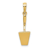 14k Yellow Gold Shovel Pendant, Realistic Miniature Spade Charm, Symbol of Hard Work