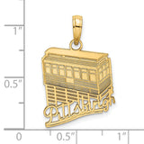 14k Yellow Gold Pittsburgh Incline Pendant with Script Engraving, Tram Charm Cityscape Jewelry