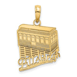 14k Yellow Gold Pittsburgh Incline Pendant with Script Engraving, Tram Charm Cityscape Jewelry