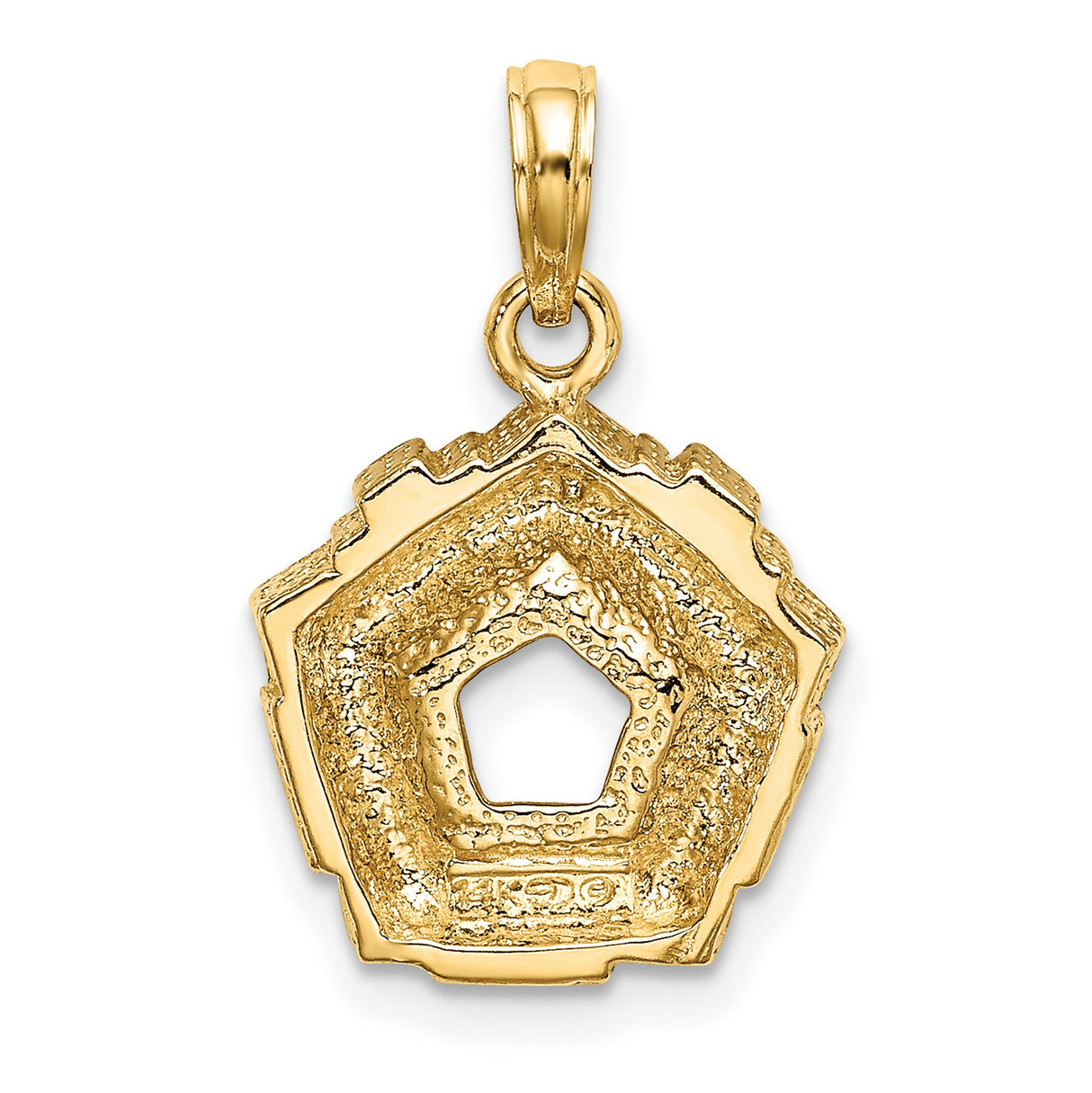 14k Yellow Gold Pentagon Pendant with U.S. Defense Building Design, Military Tribute Charm