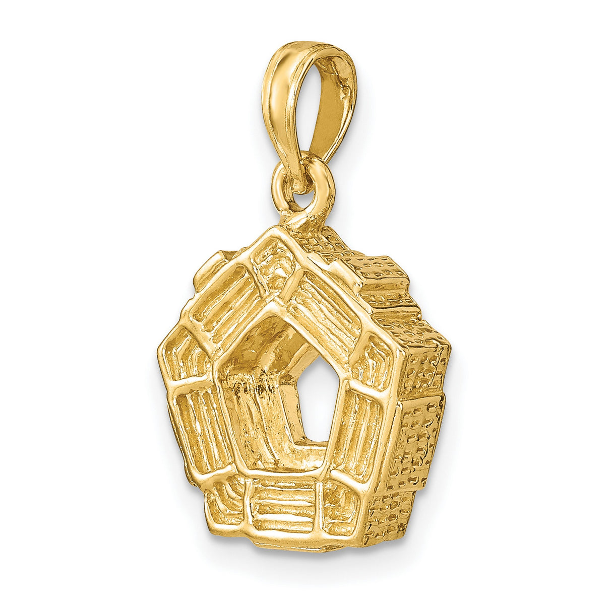 14k Yellow Gold Pentagon Pendant with U.S. Defense Building Design, Military Tribute Charm