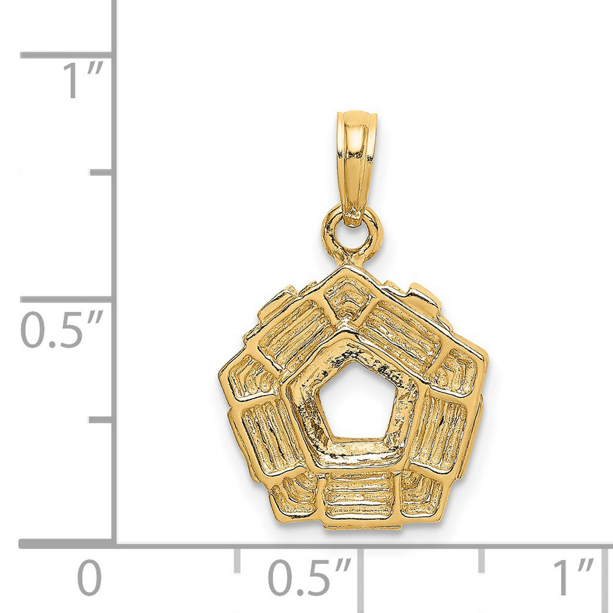 14k Yellow Gold Pentagon Pendant with U.S. Defense Building Design, Military Tribute Charm