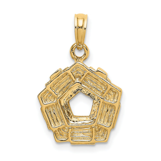 14k Yellow Gold Pentagon Pendant with U.S. Defense Building Design, Military Tribute Charm