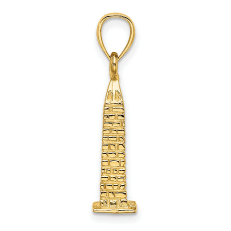 14k Yellow Gold Bunker Hill Monument Pendant, Patriotic Historic Landmark Charm